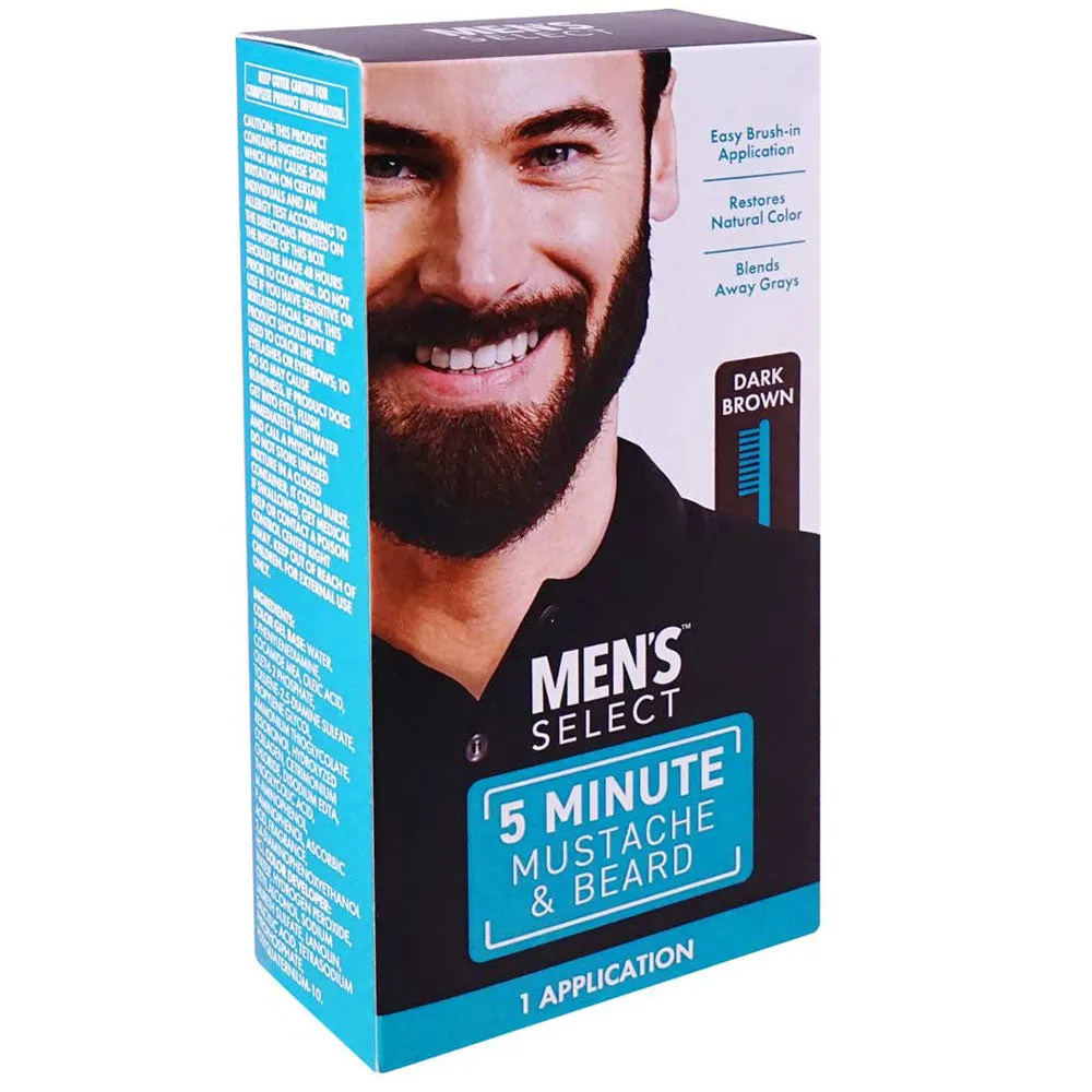 1 Pk Men's Mustache Beard Hair Dye Dark Brown Color Permanent Coloring in 5 Min