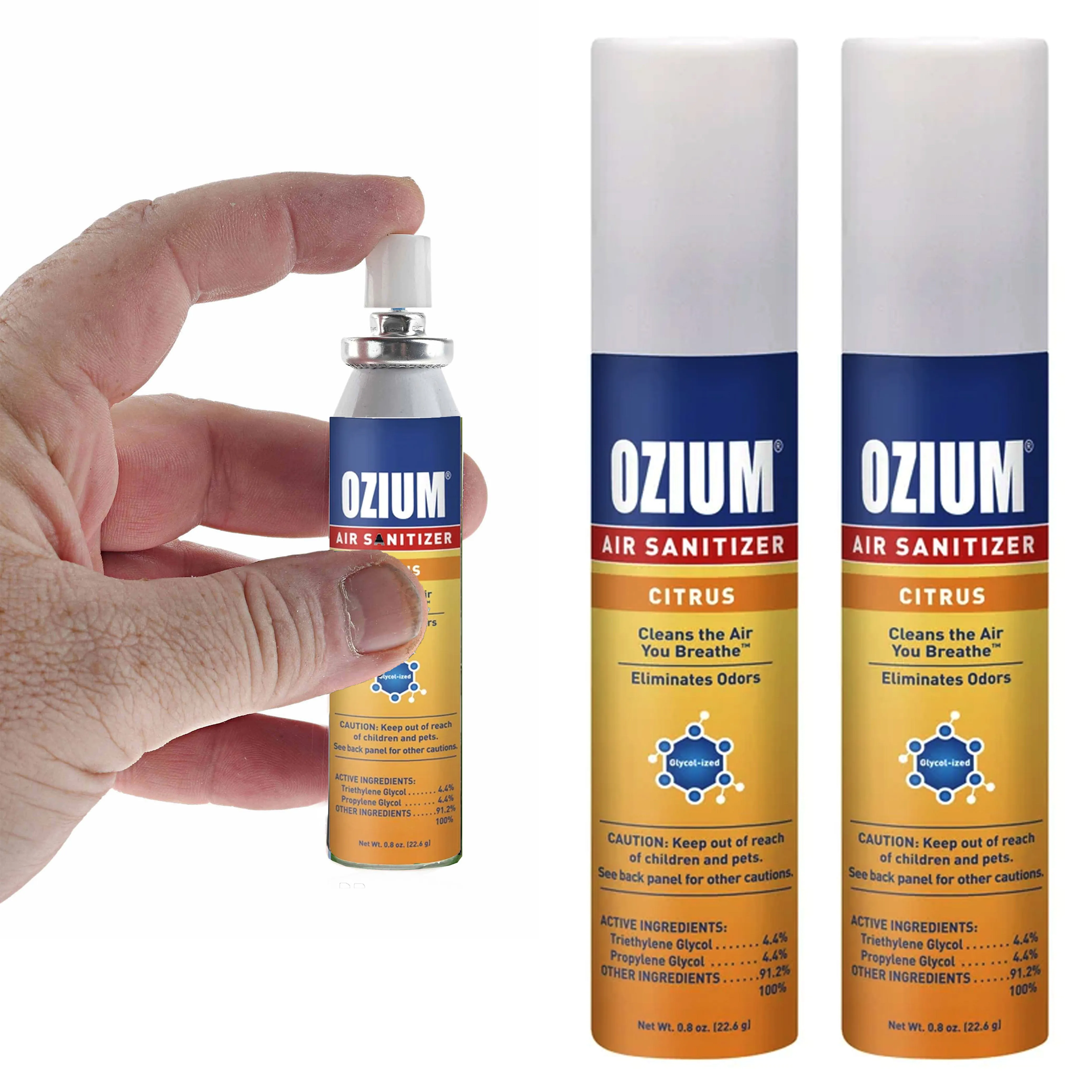 2 Ozium Air Sanitizer Freshener Long Lasting Citrus Scent Odor Eliminator 0.08oz