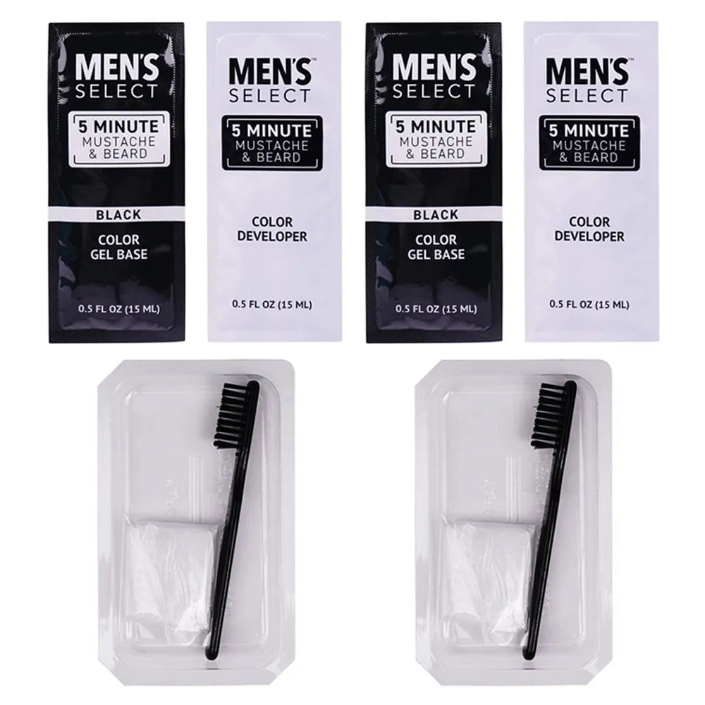 2 Packs Men's Black Hair Dye Mustache Beard 5 Minutes Permanent Brush In Color