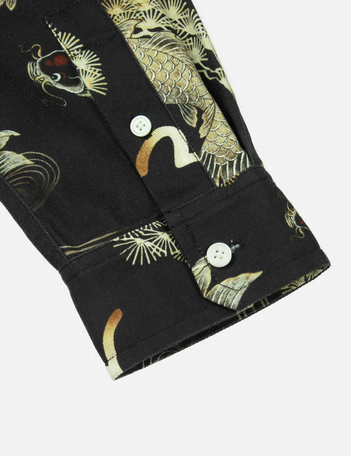 Allover Carp and Seagull Print Oversized Shirt