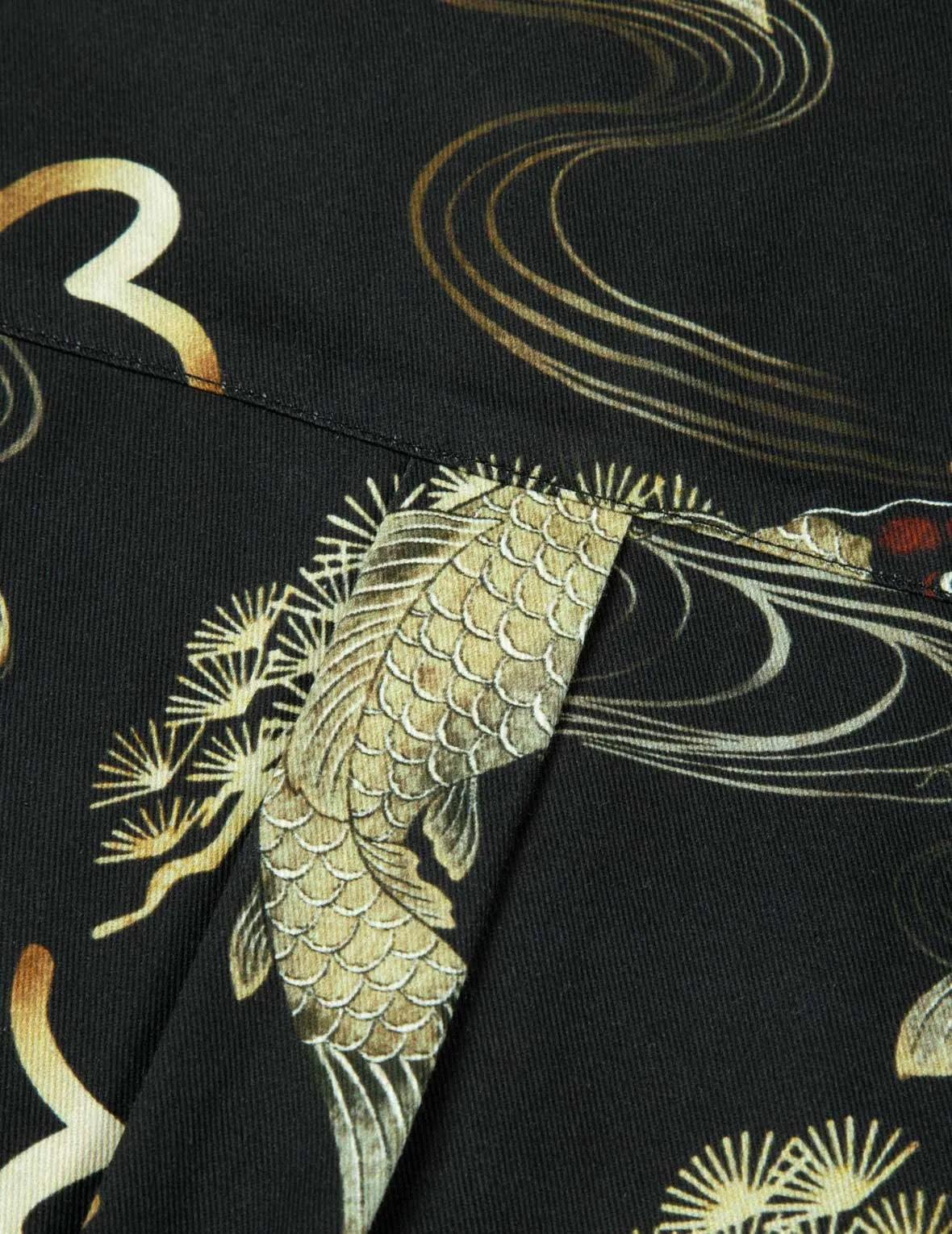 Allover Carp and Seagull Print Oversized Shirt