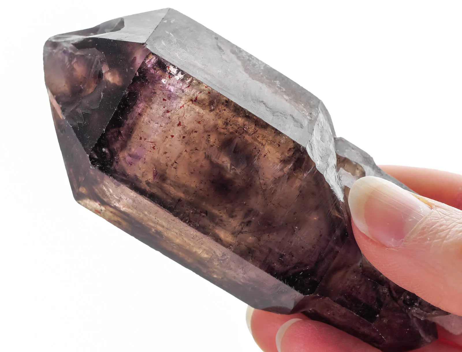 AMETHYST w Red HEMATITE Needles, Raw Crystal - Birthstone, Unique Gift, Home Decor, Boho Decor, 38608