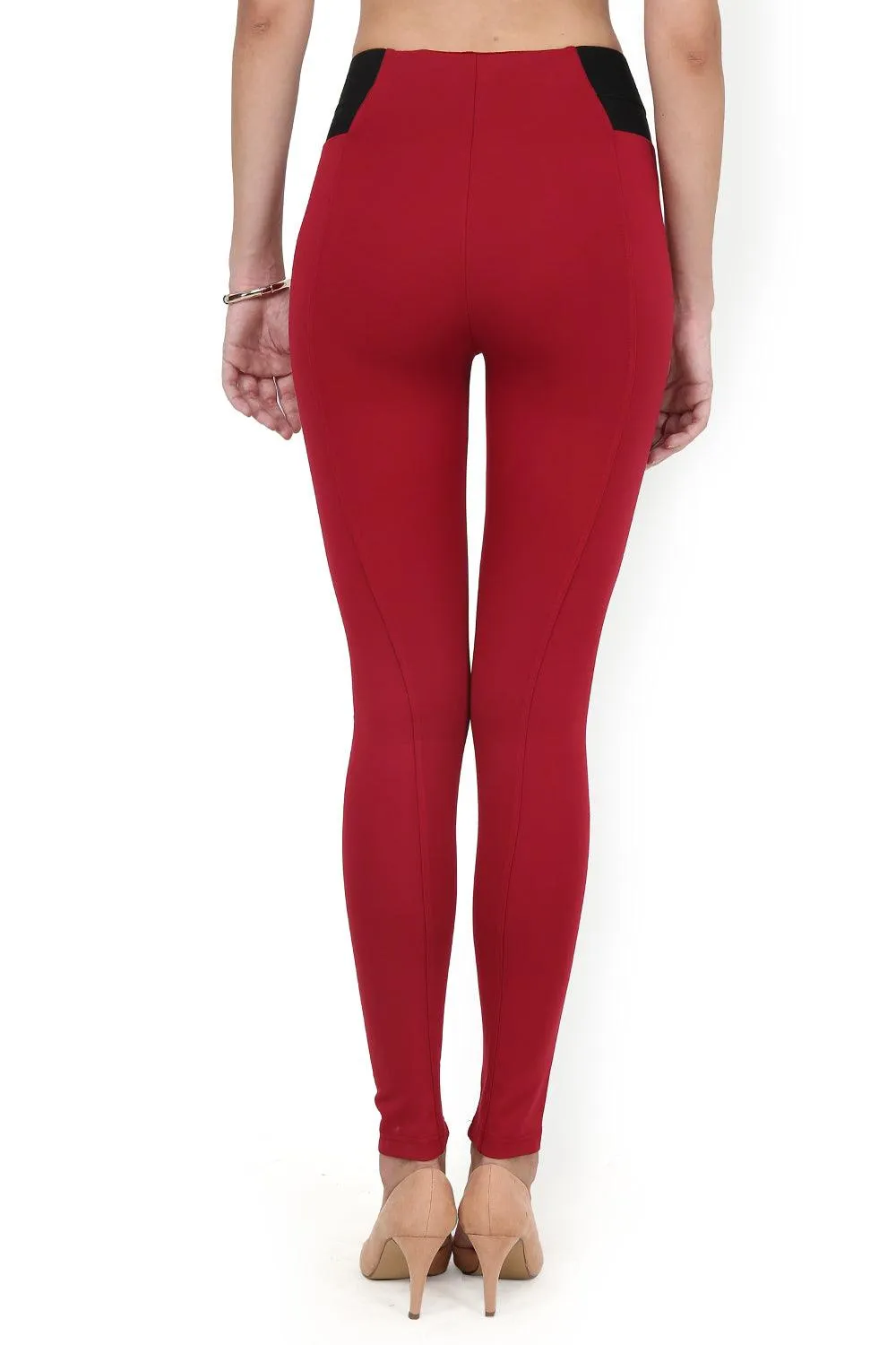 Anaya Red Skinny Fit Trousers for Women