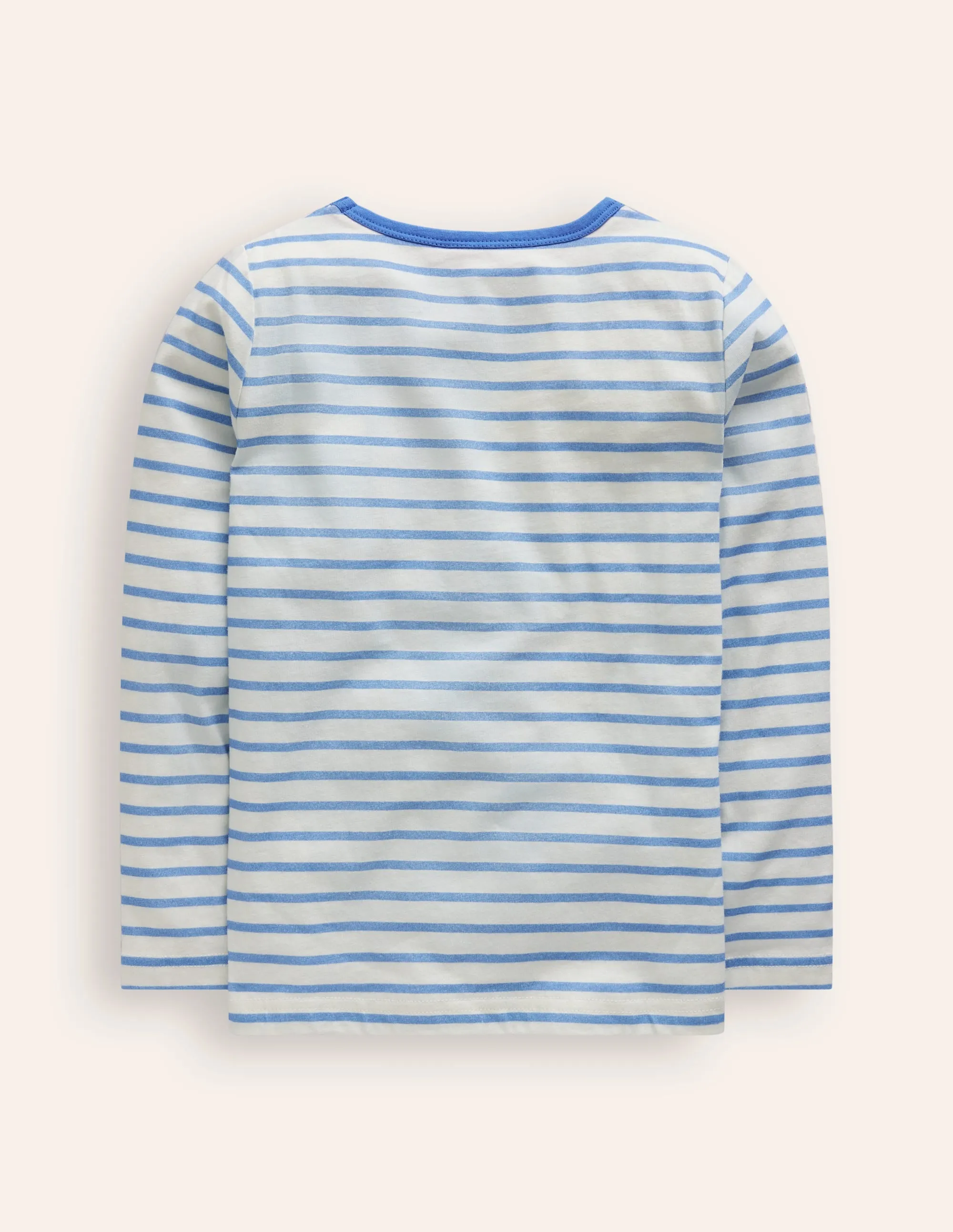 Appliqué Pocket T-Shirt-Arctic Blue/ Ivory Strawberry