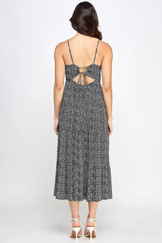 Black White Ditsy Floral Dress