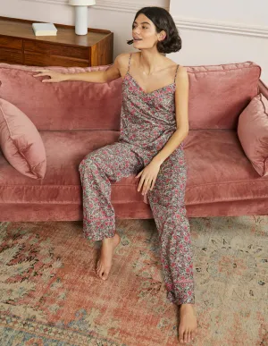 Cotton Pyjama Trousers-Blue/Ivory Oriental Paradise