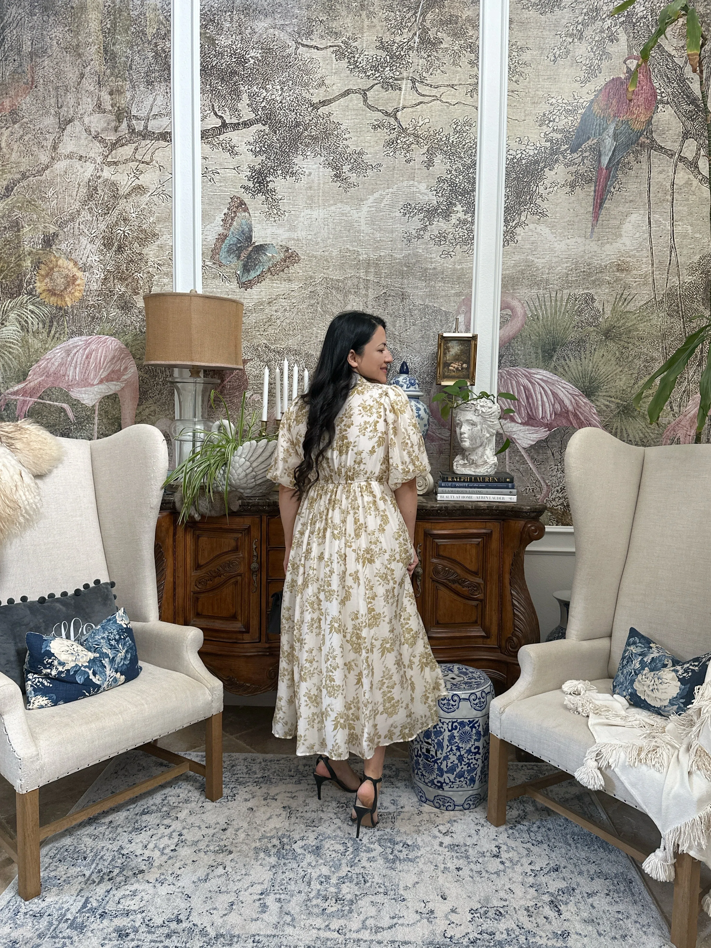 Eunice Chartreuse Floral Dress