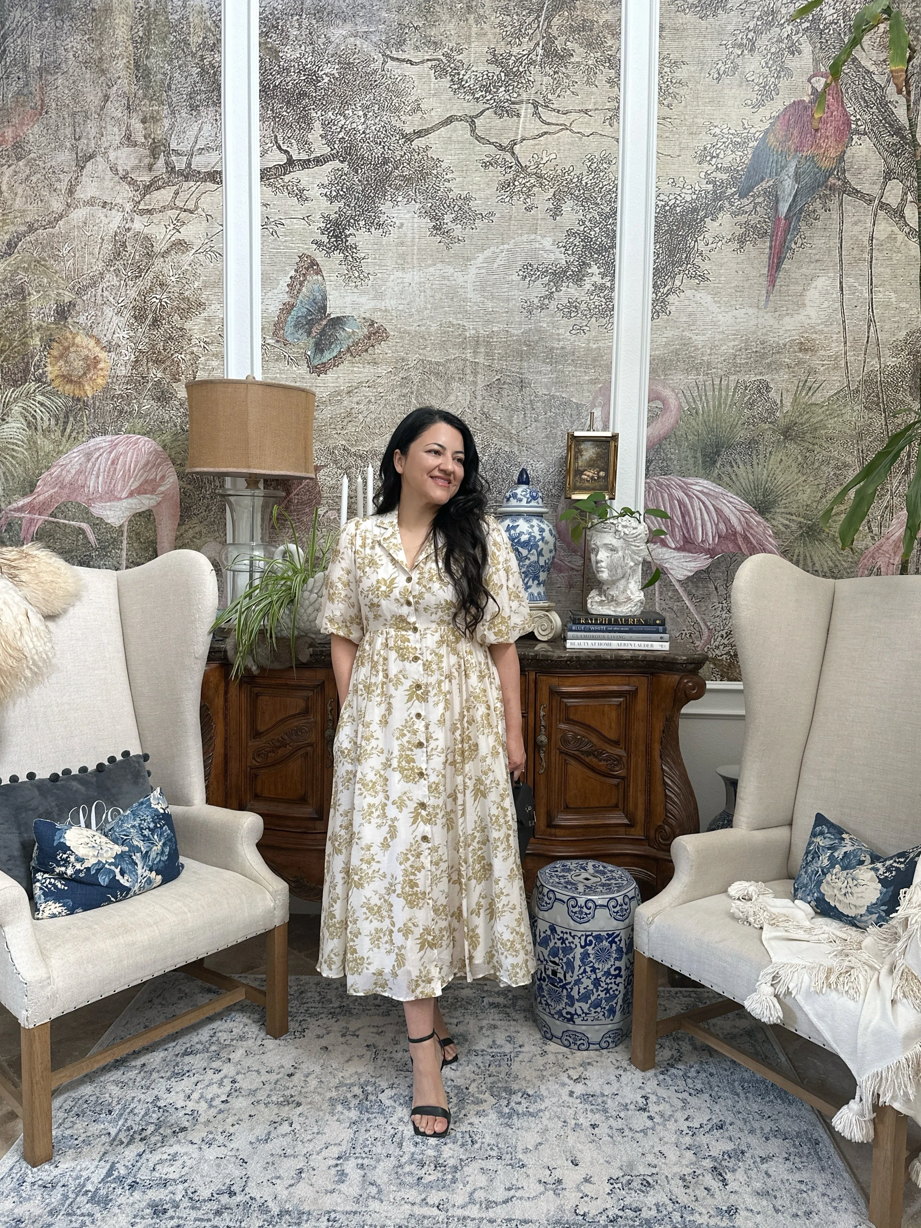 Eunice Chartreuse Floral Dress