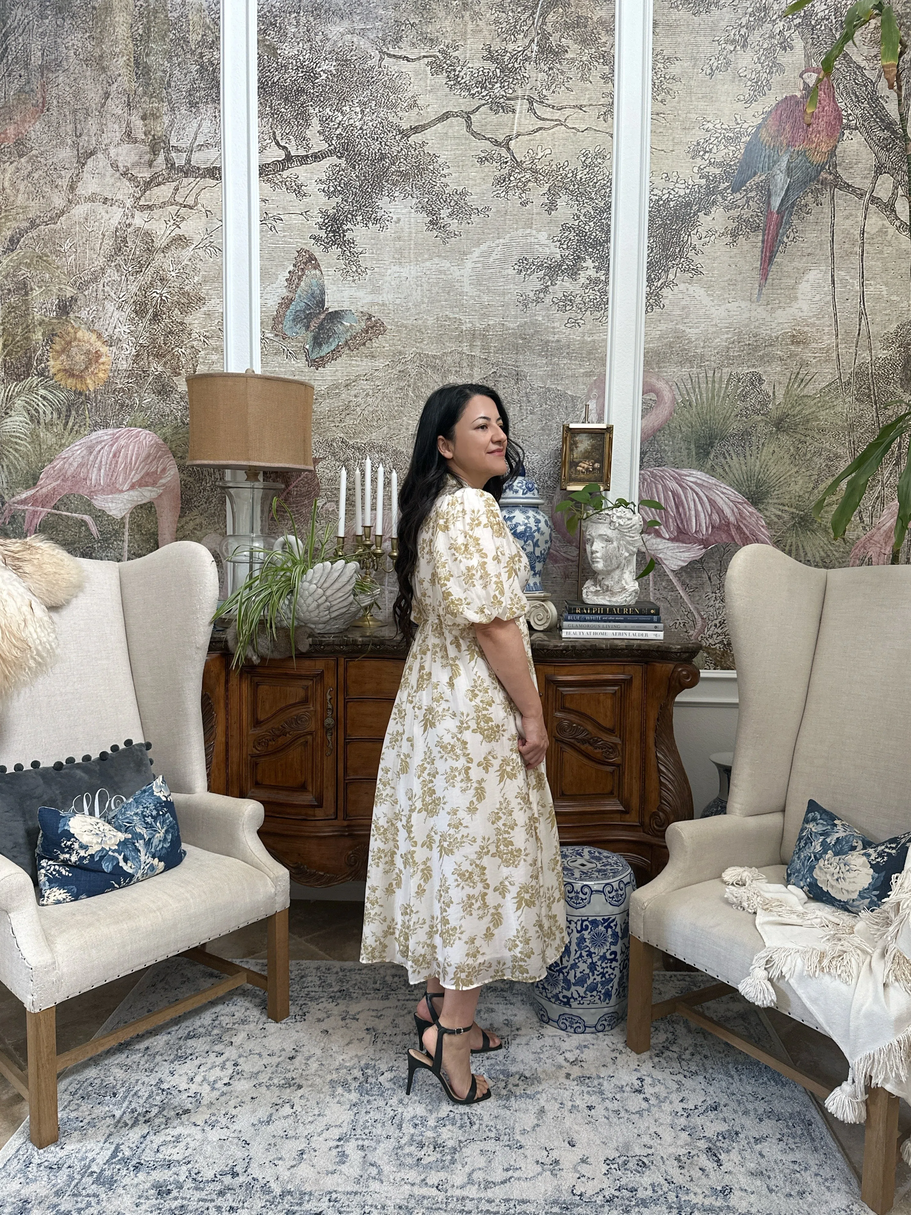 Eunice Chartreuse Floral Dress