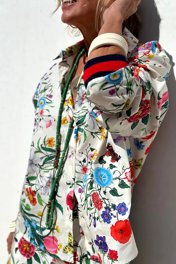 Fabulous Fiesta Satin Floral Unique Print Elastic Waist Pocketed Wide Leg Pants