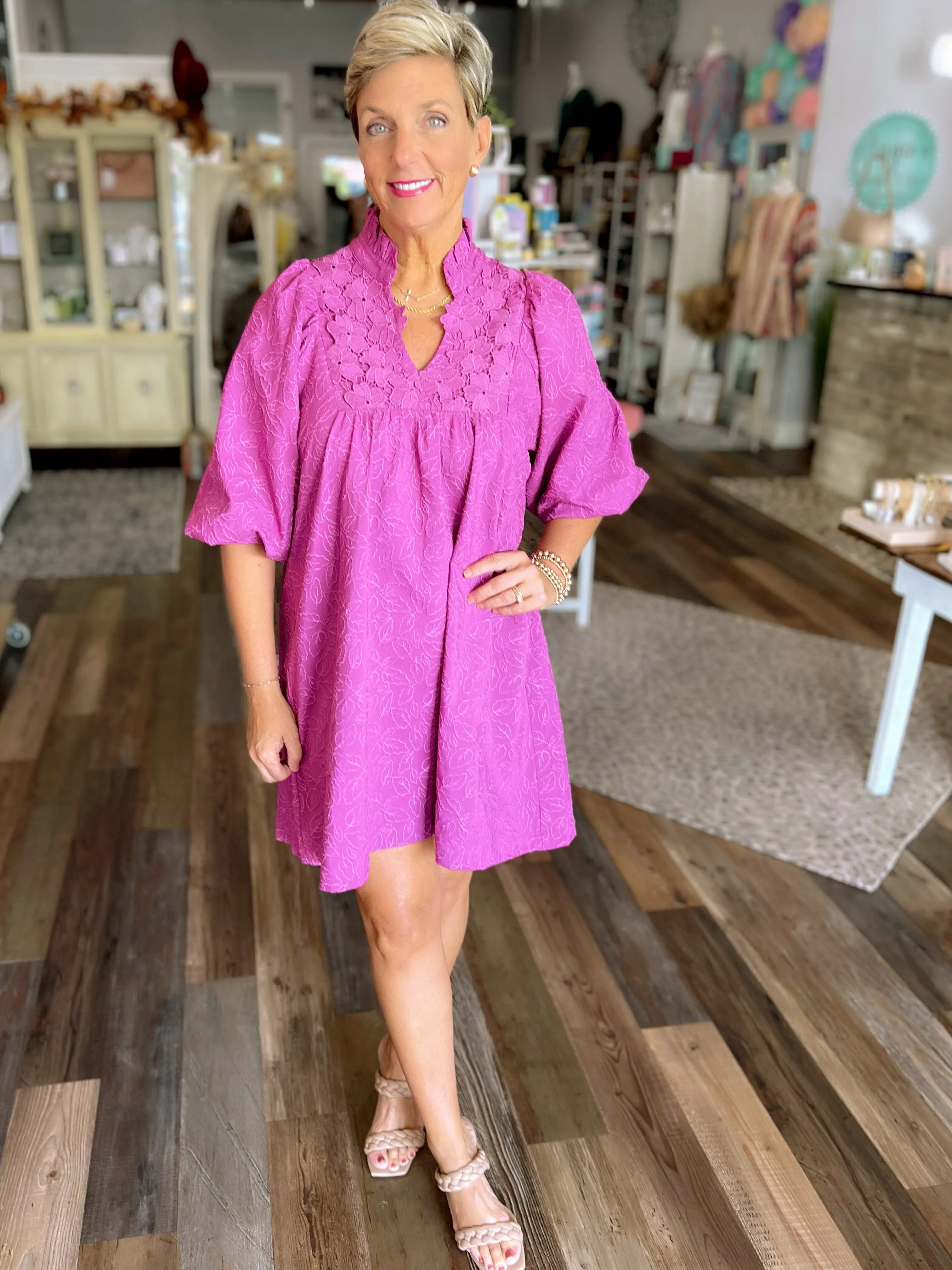 Floral Lace Contrast Dress