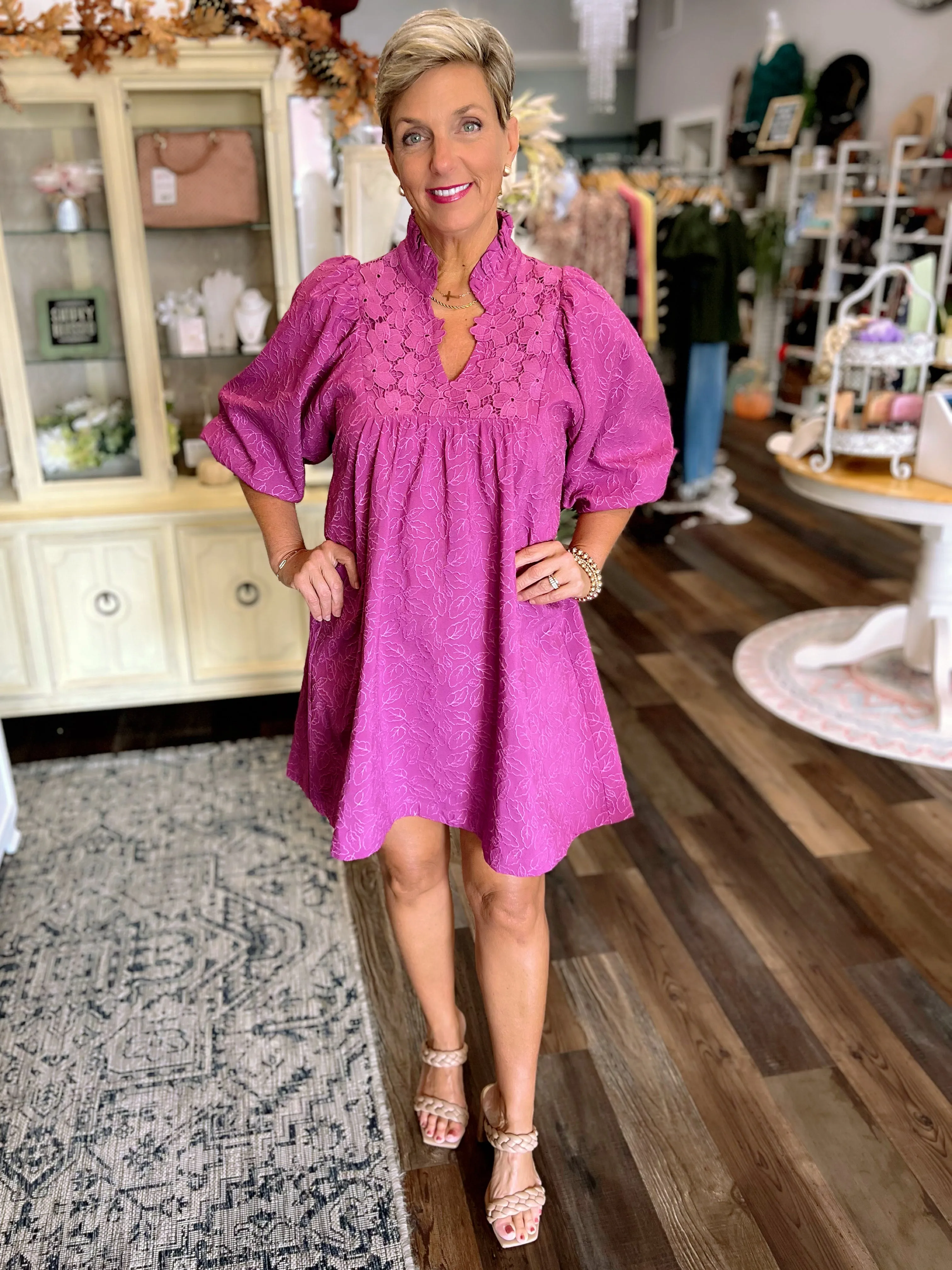 Floral Lace Contrast Dress