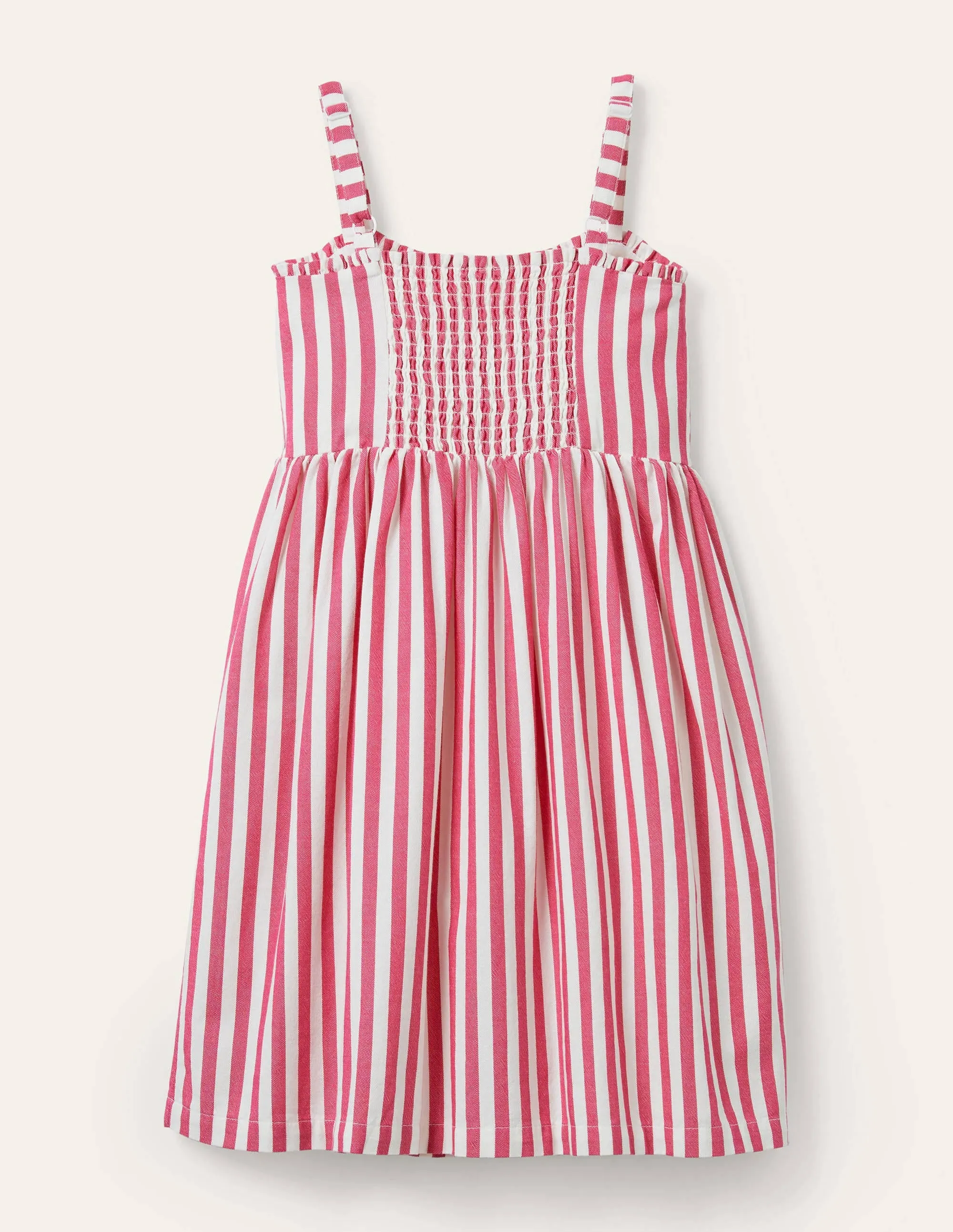 Fun Woven Sun Dress-Party Pink/ Ivory