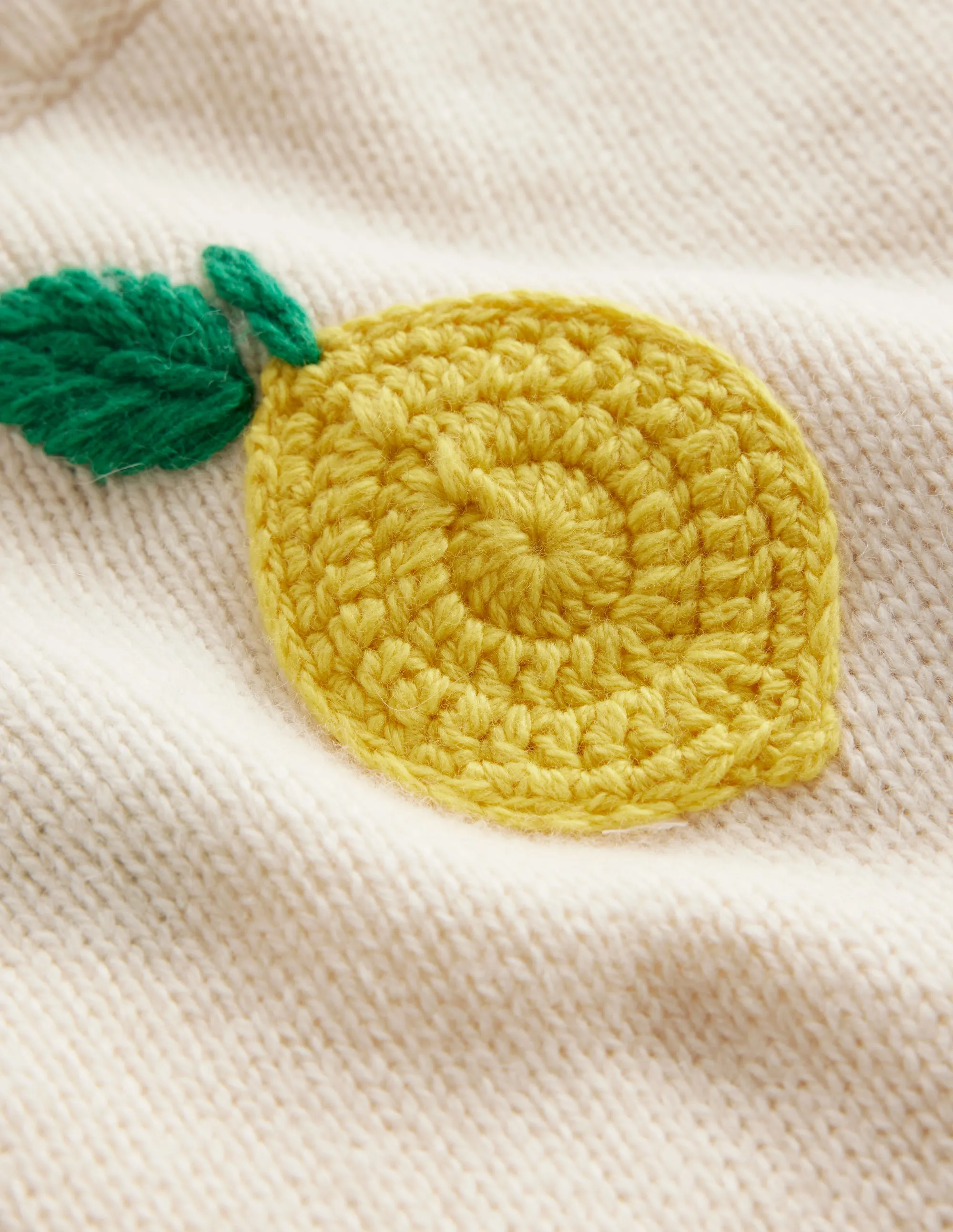 Hand Embroidered Jumper-Warm Ivory, Lemons