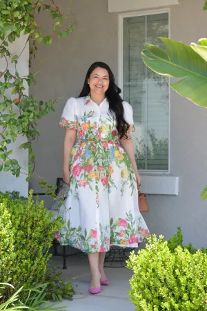 Kathleen Ivory Floral Midi Dress