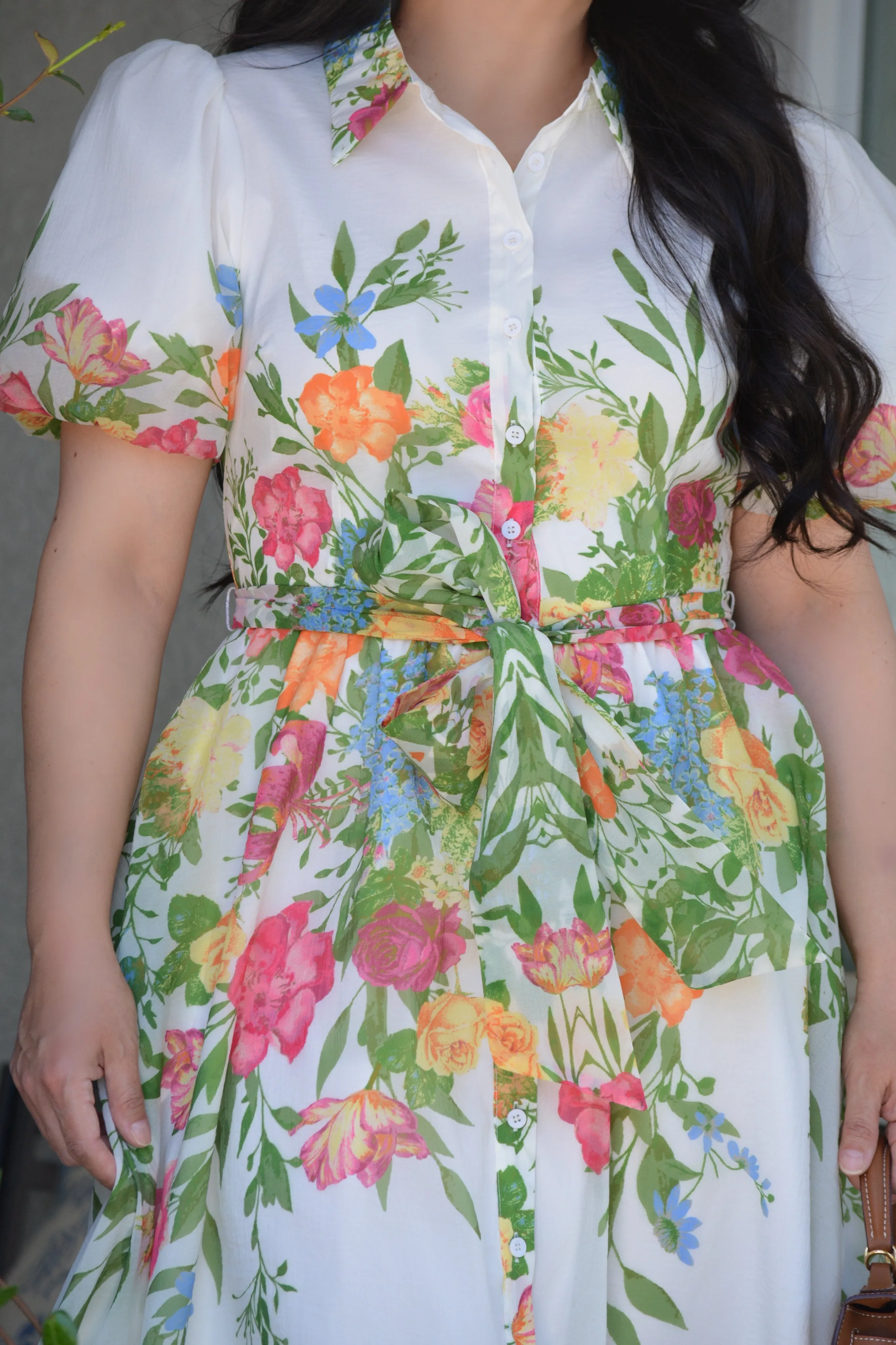 Kathleen Ivory Floral Midi Dress