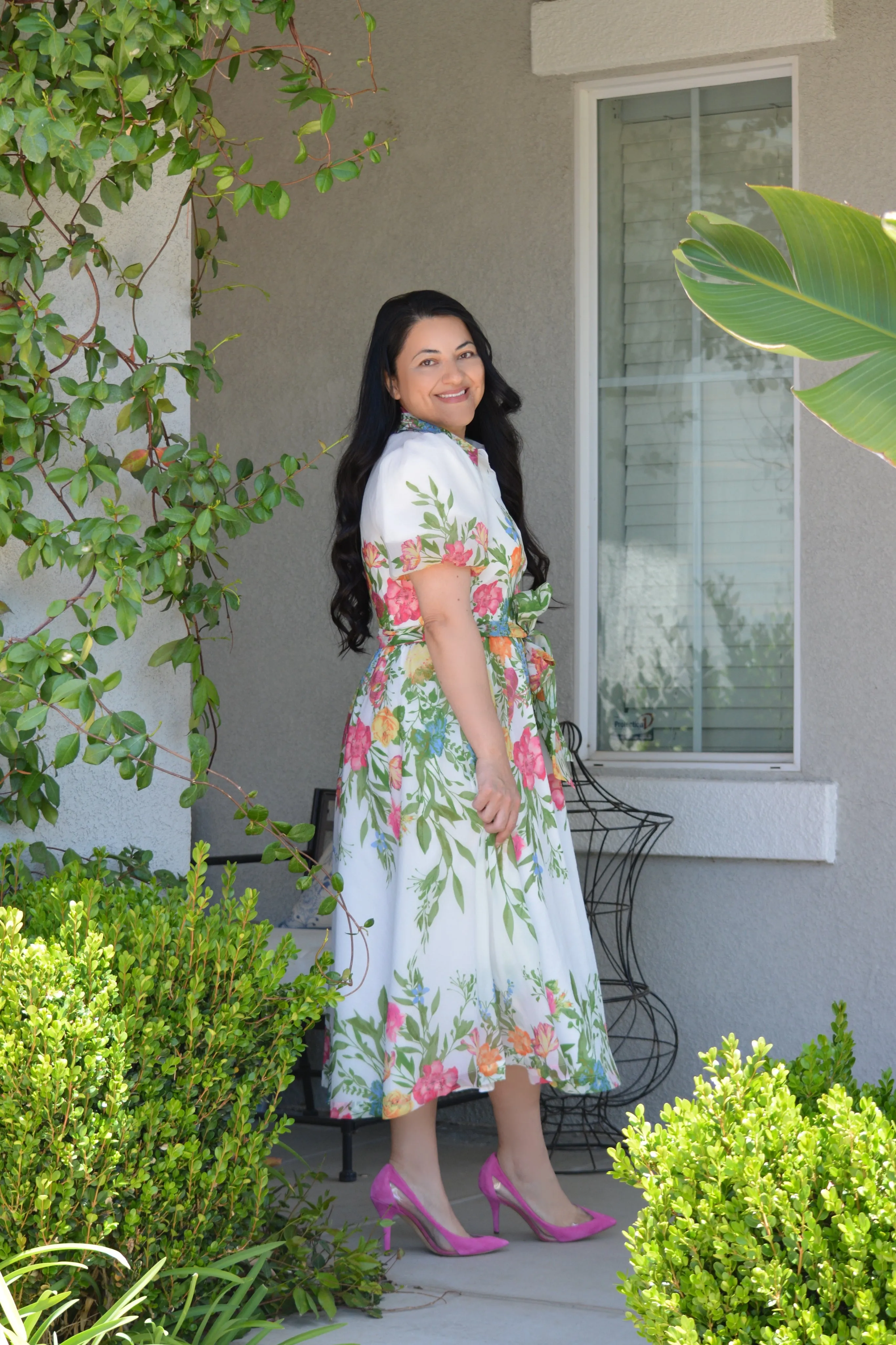 Kathleen Ivory Floral Midi Dress