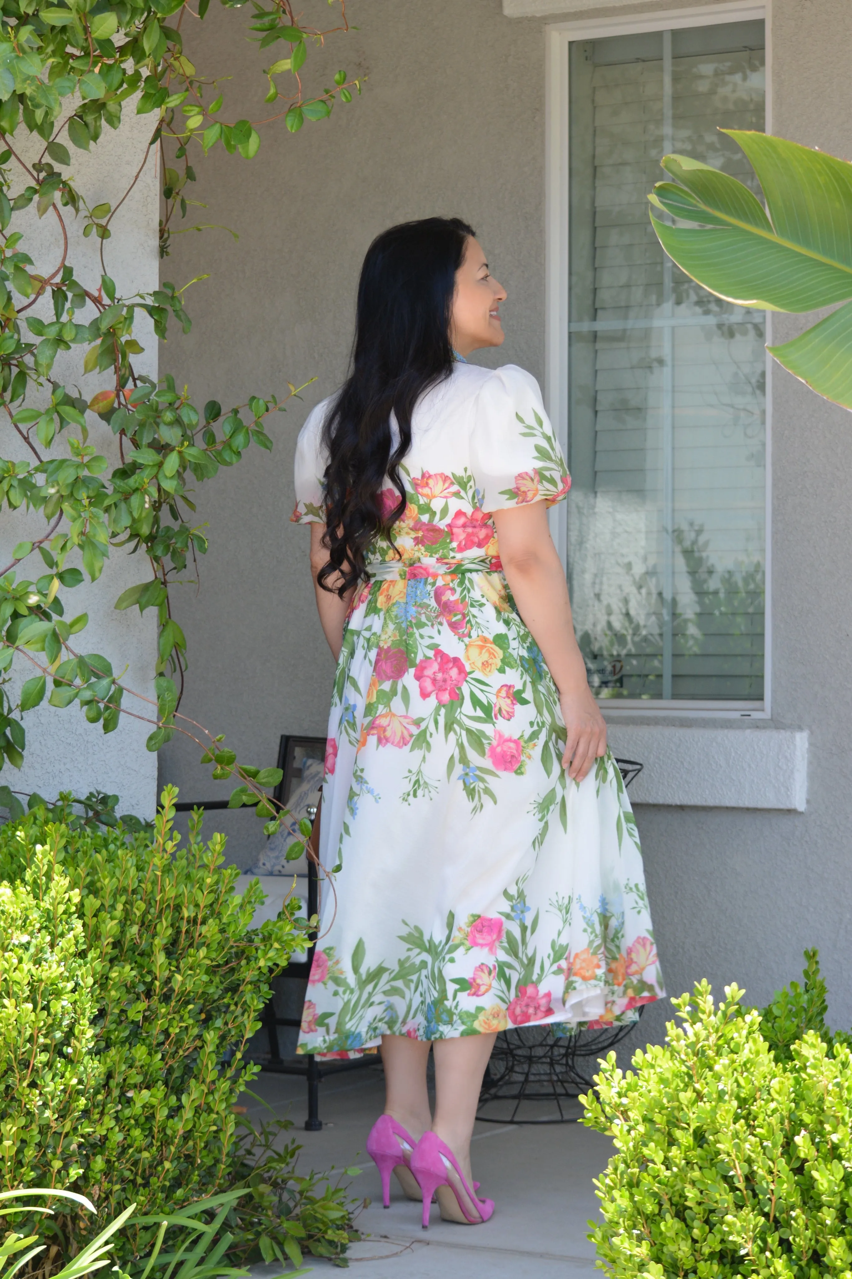 Kathleen Ivory Floral Midi Dress