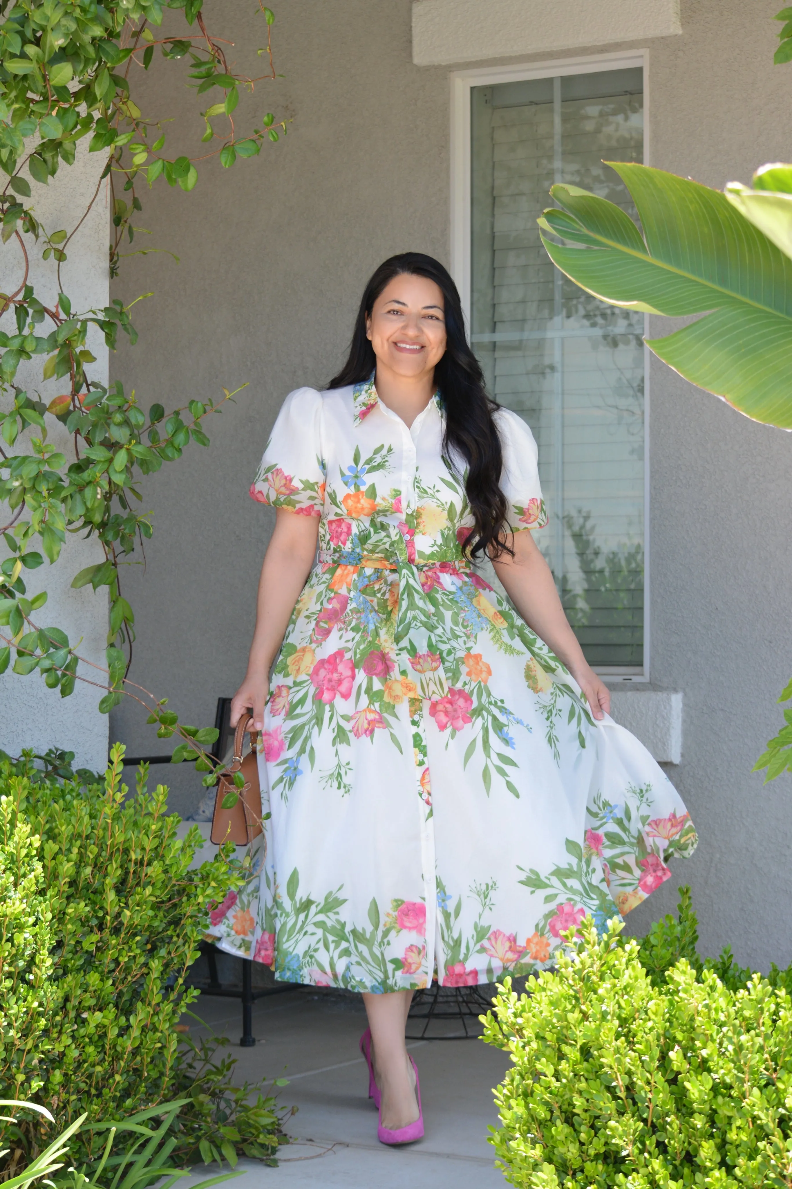 Kathleen Ivory Floral Midi Dress