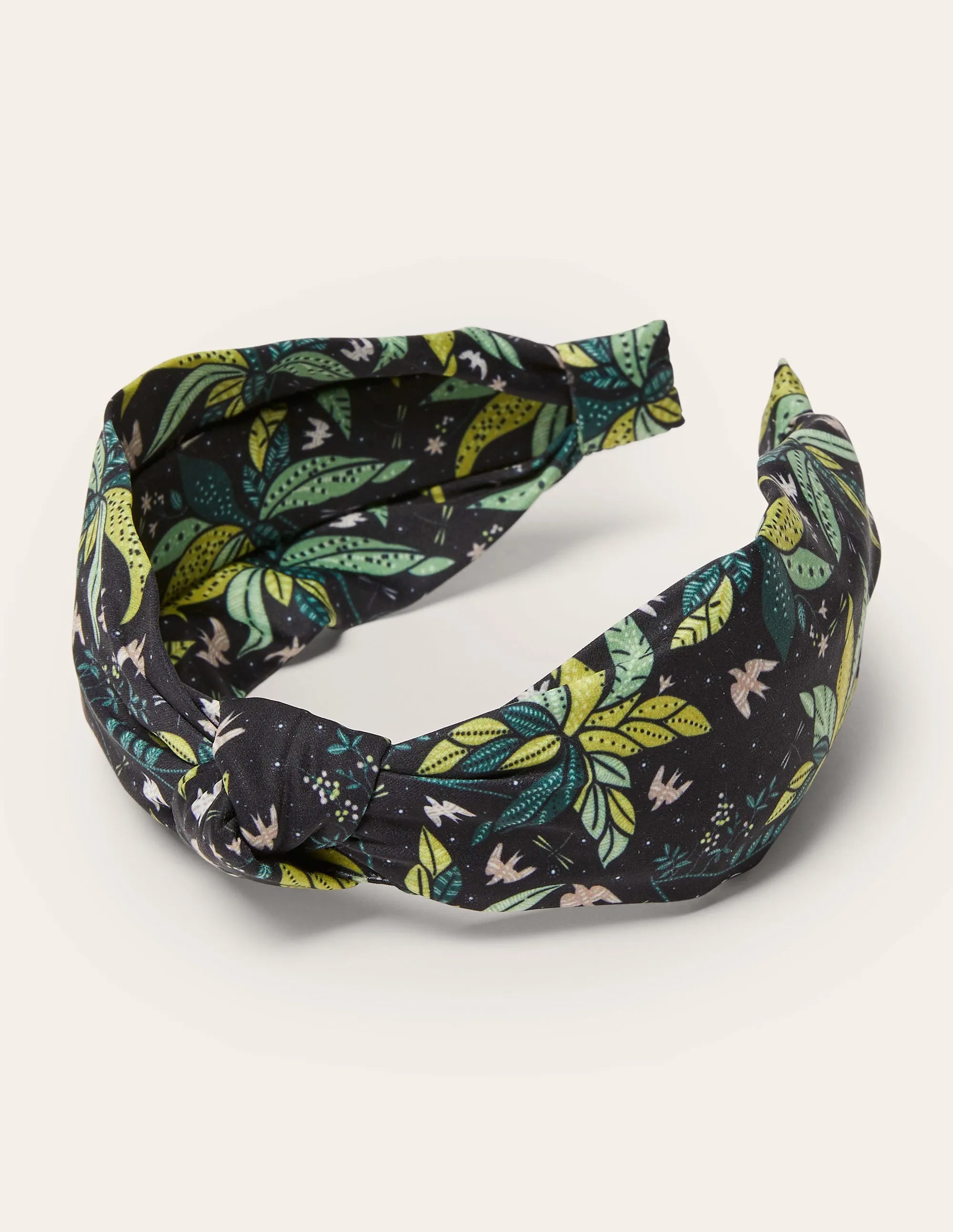 Knotted Headband-Black, Oriental Cascade