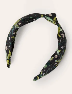 Knotted Headband-Black, Oriental Cascade