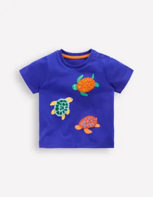 Logo Interest T-Shirt-Bright Blue Turtles