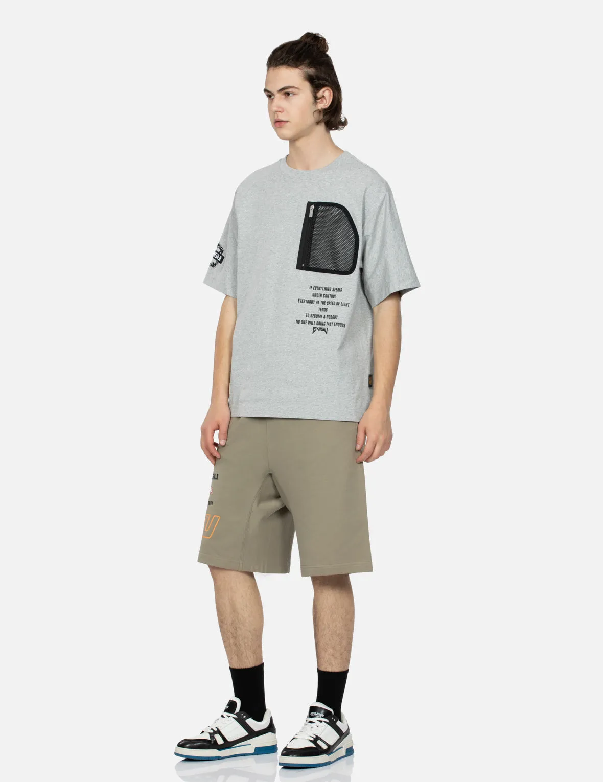 Logo Print and Kamon Embroidery Sweat Shorts