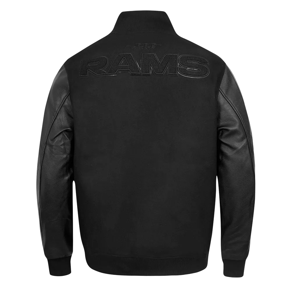 LOS ANGELES RAMS TRIPLE BLACK MEN'S WOOL VARSITY JACKET (TRIPLE BLACK MEN'S)