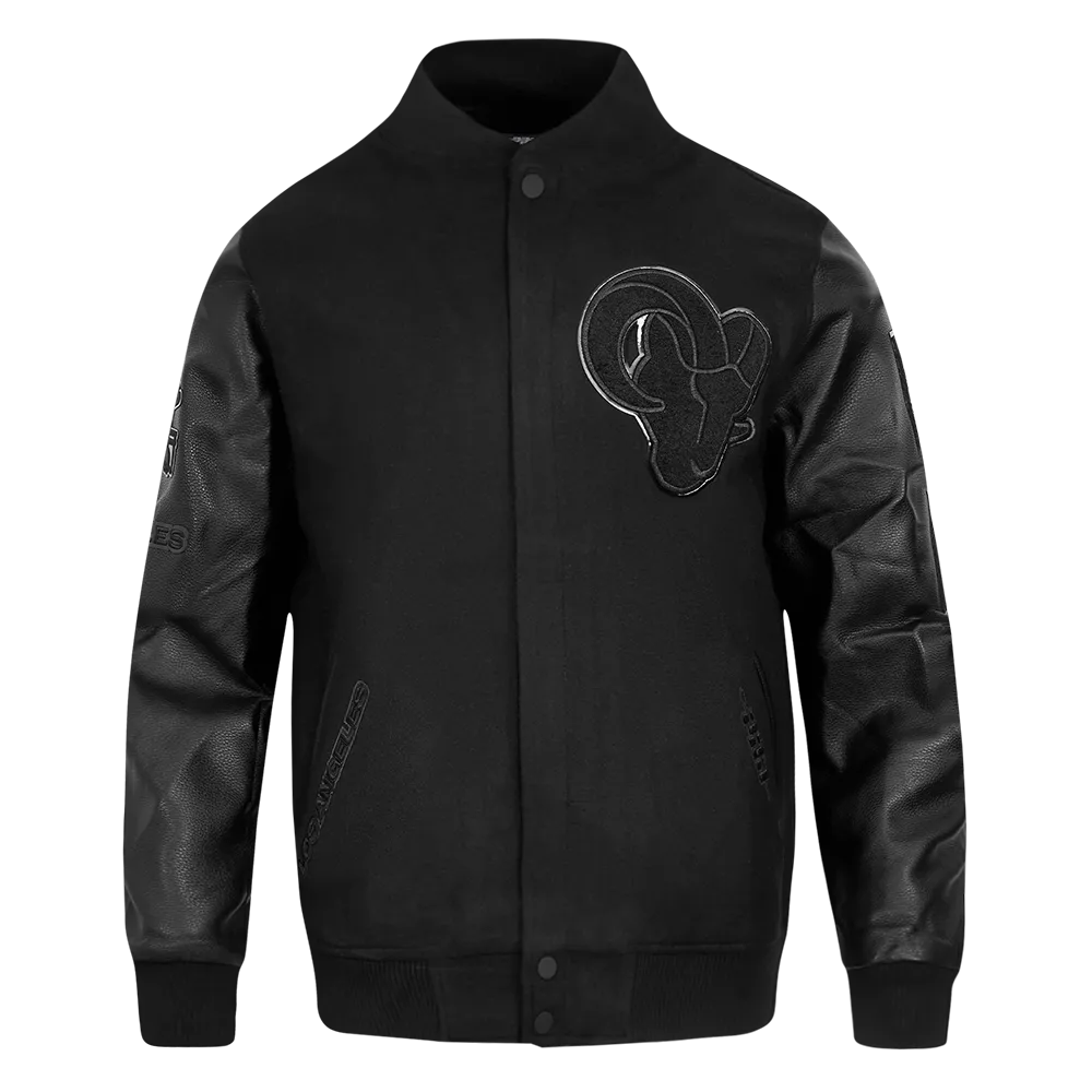 LOS ANGELES RAMS TRIPLE BLACK MEN'S WOOL VARSITY JACKET (TRIPLE BLACK MEN'S)