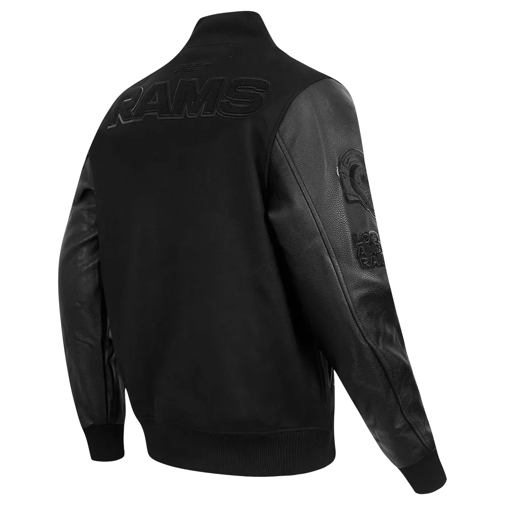 LOS ANGELES RAMS TRIPLE BLACK MEN'S WOOL VARSITY JACKET (TRIPLE BLACK MEN'S)