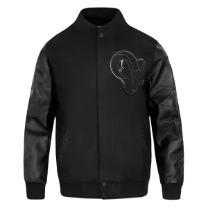 LOS ANGELES RAMS TRIPLE BLACK MEN'S WOOL VARSITY JACKET (TRIPLE BLACK MEN'S)