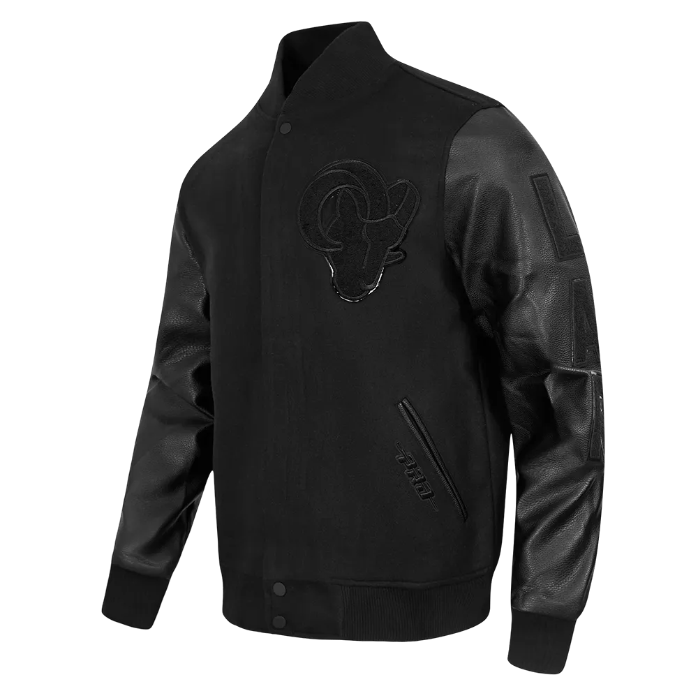 LOS ANGELES RAMS TRIPLE BLACK MEN'S WOOL VARSITY JACKET (TRIPLE BLACK MEN'S)