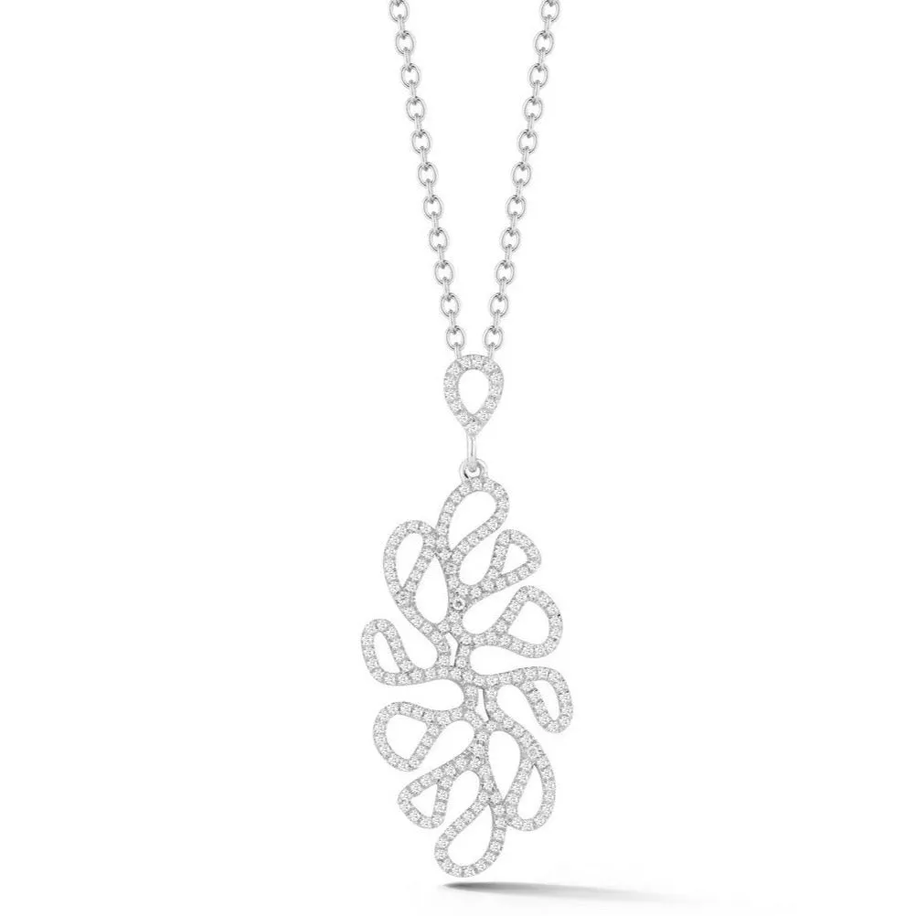 Miseno Sea Leaf Pendant Necklace with Diamonds, 18k White Gold