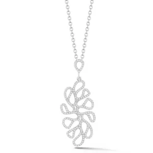 Miseno Sea Leaf Pendant Necklace with Diamonds, 18k White Gold