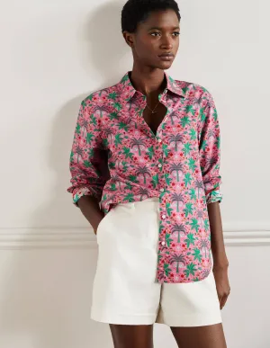 Relaxed Cotton Shirt-Posy Pink, Oriental Palm