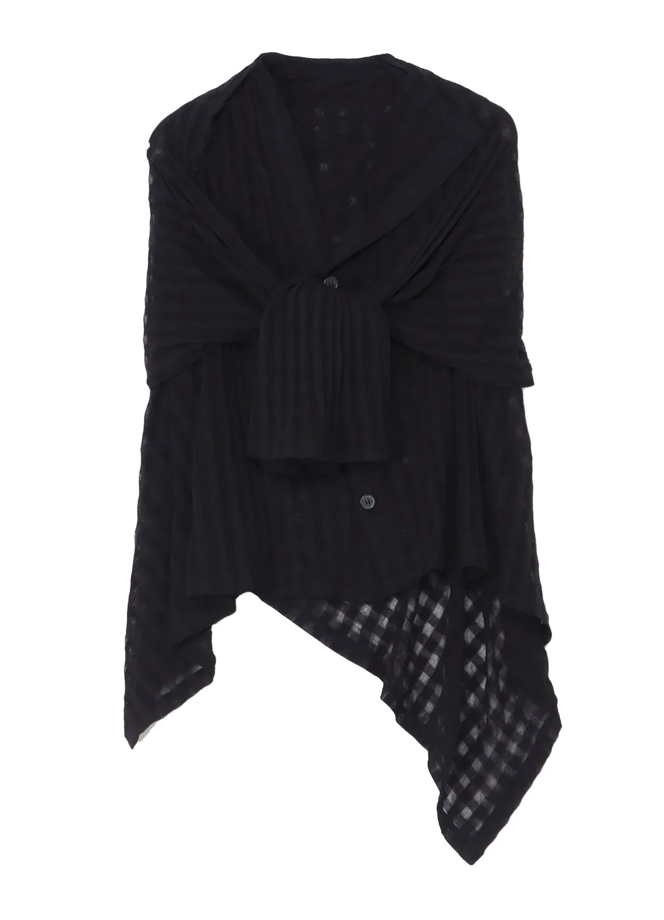 SHEER PLAID JACQUARD LAYERED FLARE CARDIGAN