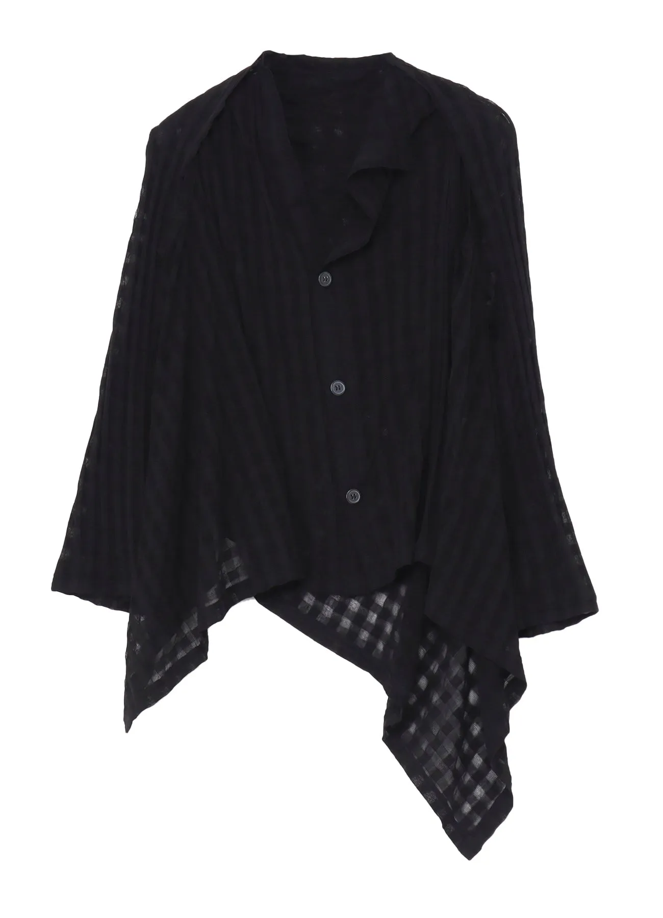 SHEER PLAID JACQUARD LAYERED FLARE CARDIGAN