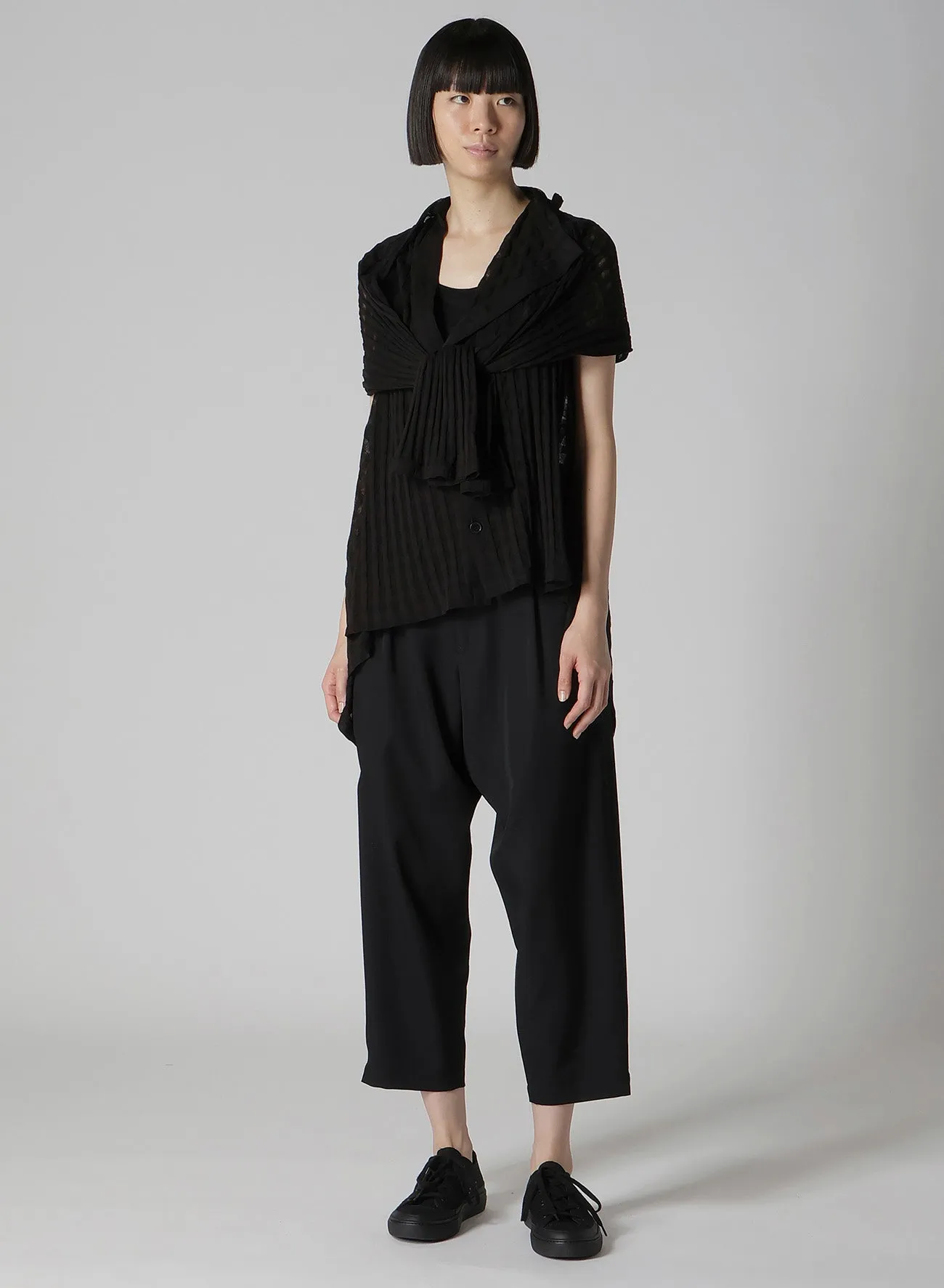 SHEER PLAID JACQUARD LAYERED FLARE CARDIGAN