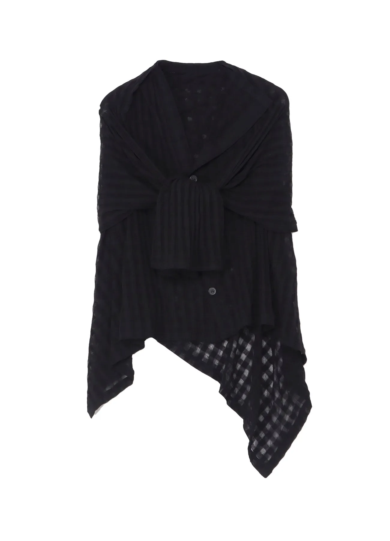 SHEER PLAID JACQUARD LAYERED FLARE CARDIGAN