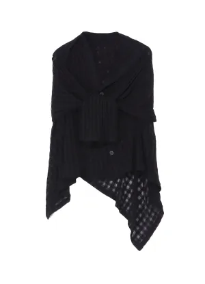 SHEER PLAID JACQUARD LAYERED FLARE CARDIGAN