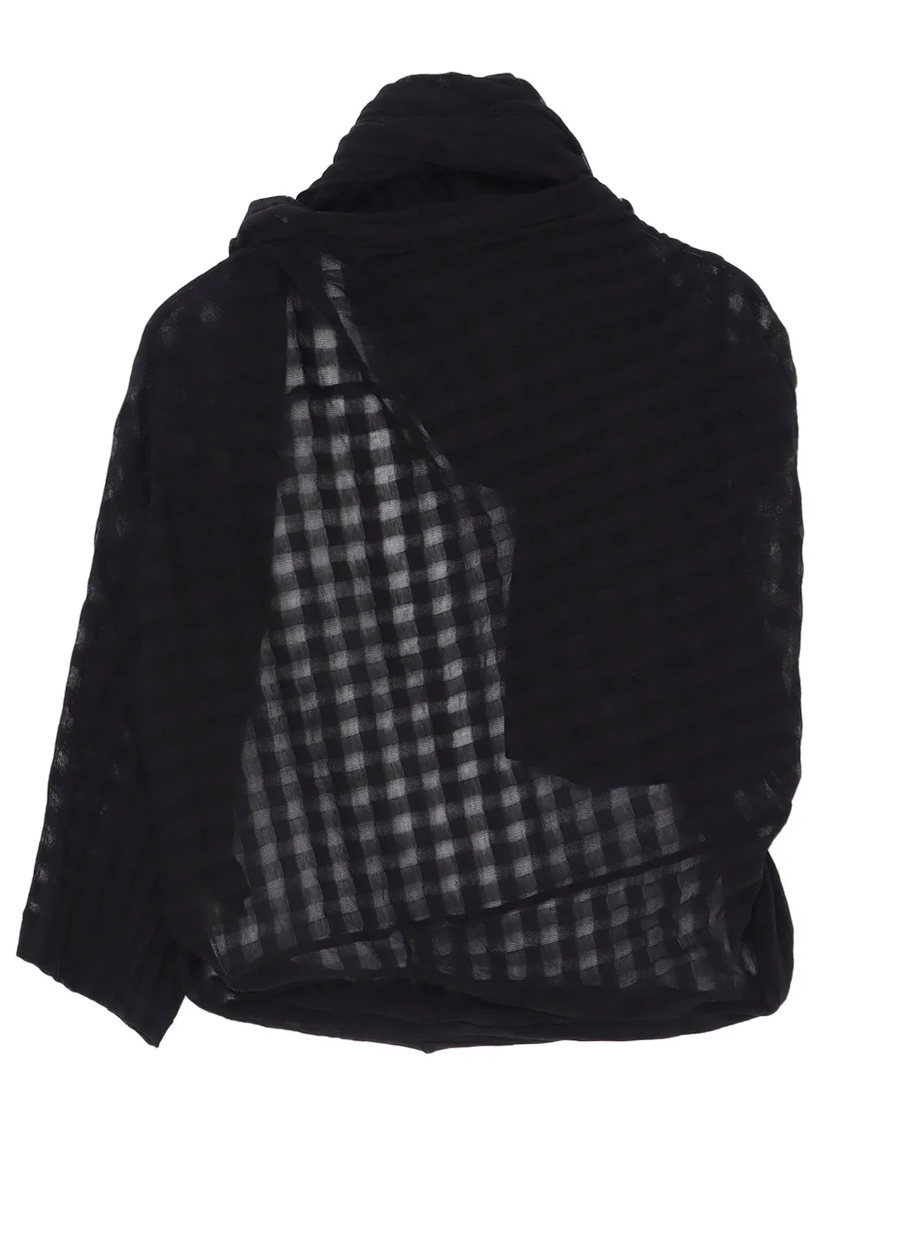 SHEER PLAID JACQUARD STOLE-LIKE CARDIGAN