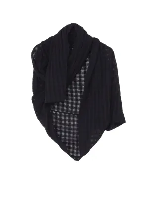 SHEER PLAID JACQUARD STOLE-LIKE CARDIGAN