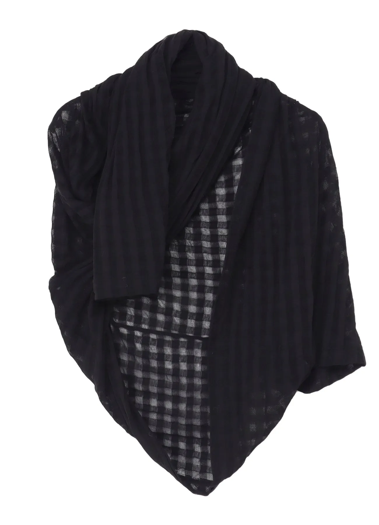 SHEER PLAID JACQUARD STOLE-LIKE CARDIGAN
