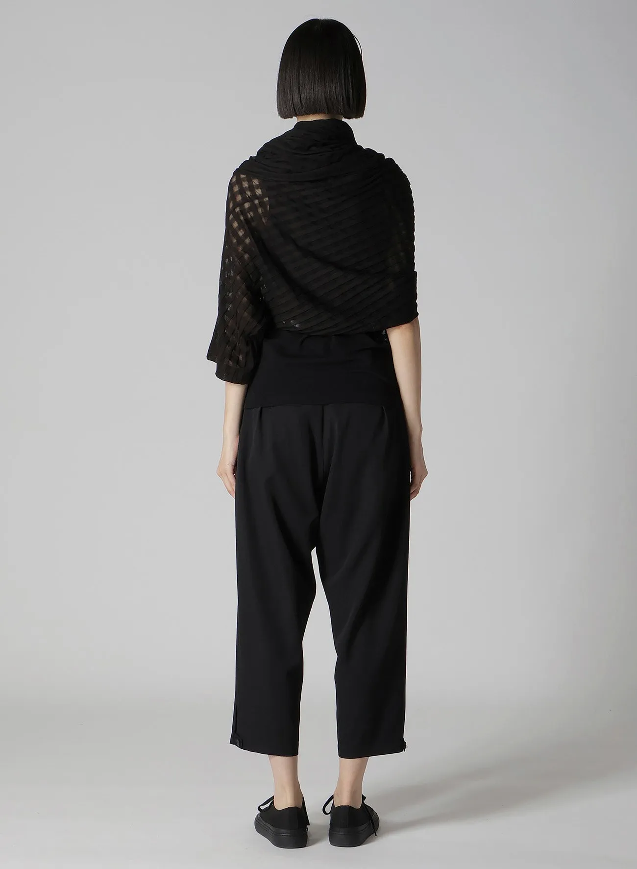SHEER PLAID JACQUARD STOLE-LIKE CARDIGAN