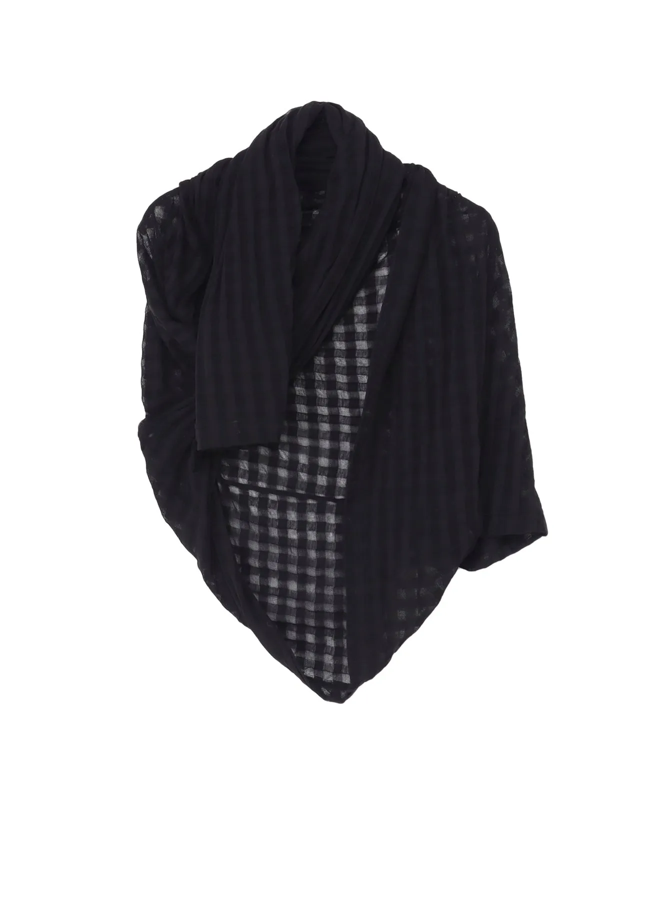 SHEER PLAID JACQUARD STOLE-LIKE CARDIGAN