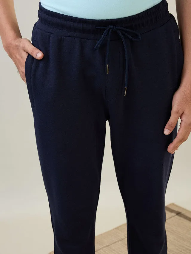 Sleepz Men Blue Solid Regular Fit Cotton Blend Trackpant