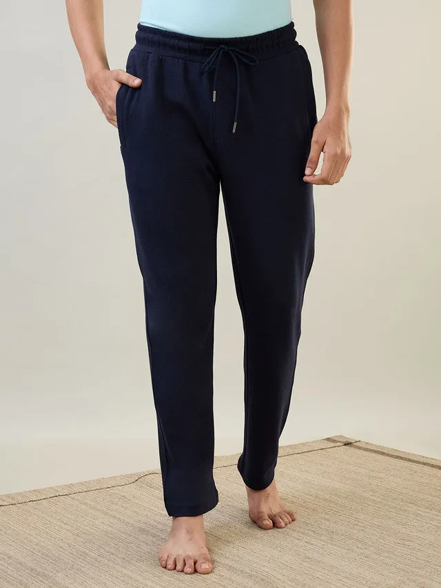 Sleepz Men Blue Solid Regular Fit Cotton Blend Trackpant