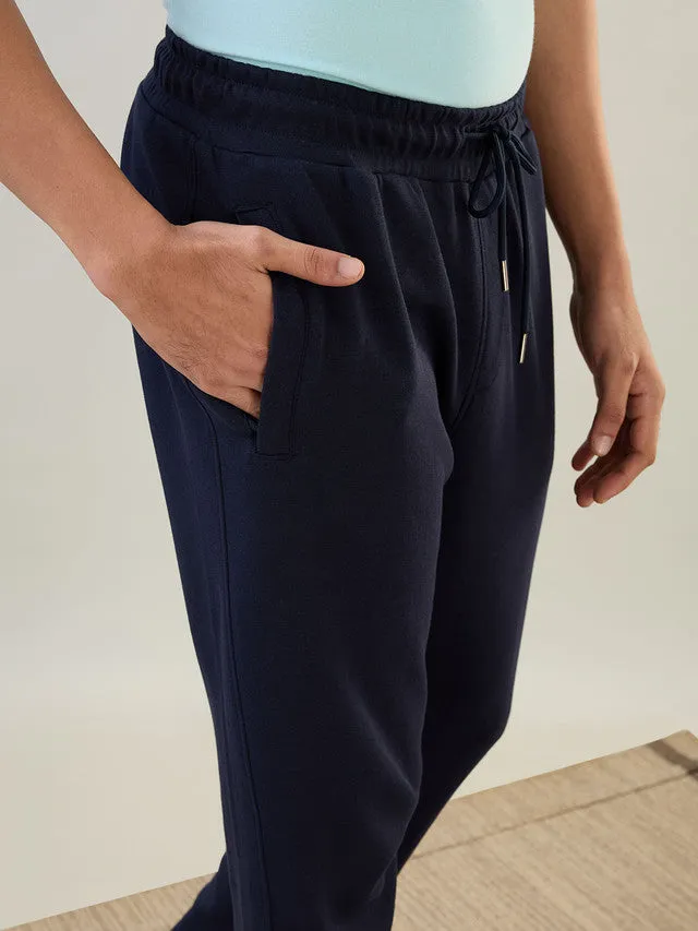 Sleepz Men Blue Solid Regular Fit Cotton Blend Trackpant