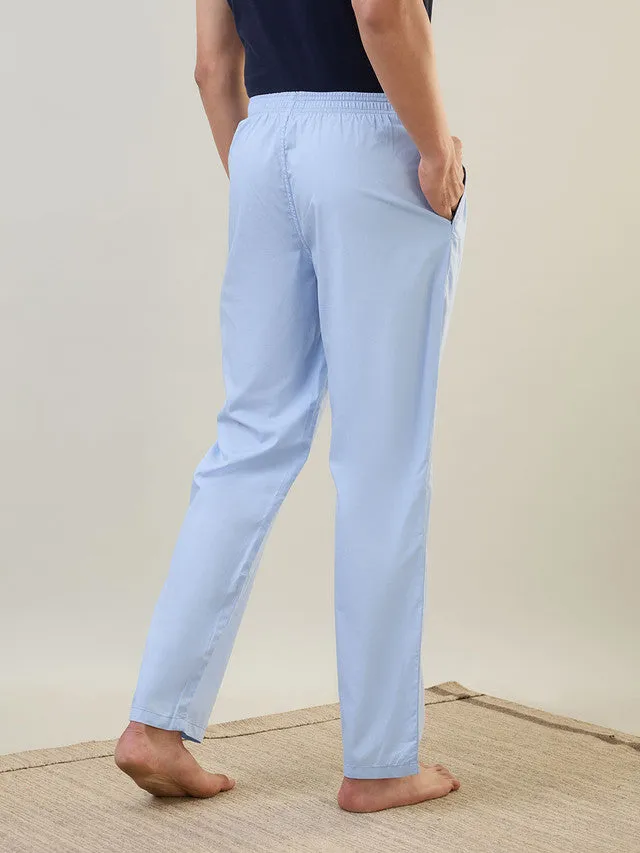 Sleepz Men Blue Solid Regular Fit Cotton Pyjama