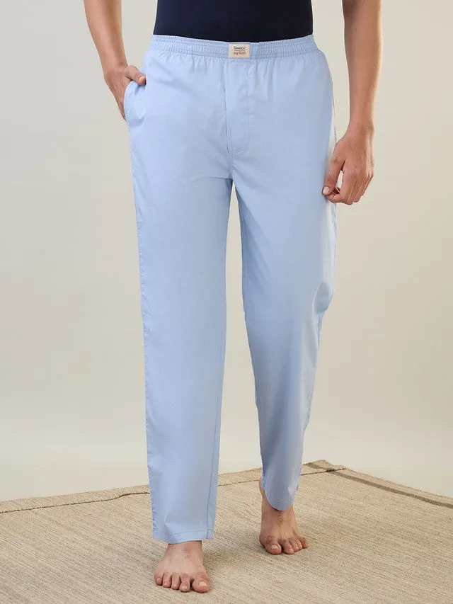 Sleepz Men Blue Solid Regular Fit Cotton Pyjama